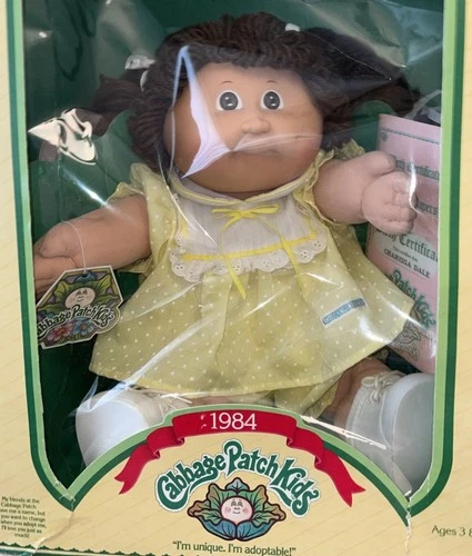 Cabbage Patch Kids Doll In Box 1984 Rare Polka Dot Dress HM3 Birth Certificate