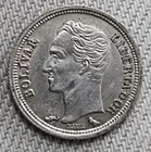 VENEZUELA 25 Centimos 1960 Silver 0.835, 1.25g, ø 16mm Y# 35a
