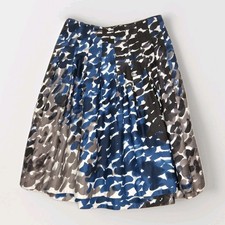 Anthropologie Maeve Skirt Womens 10 Eclectic Artsy Pleated A Line Blue Black