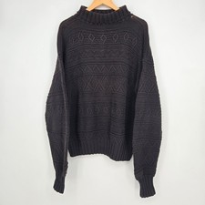 Polo Ralph Lauren Mens XL Brown Sweater Turtleneck Cable Knit Chunky Pullover