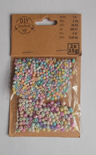 2x 15 Gramm Perlen Pastellfarben Durchmesser ca. 0,3 + 0,4 cm Glas Rosa Blau Lil
