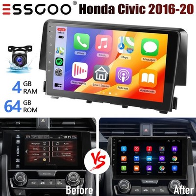 4+64G Apple Carplay For 2016-2020 Honda Civic Car Stereo Radio Android 15 BT+AHD
