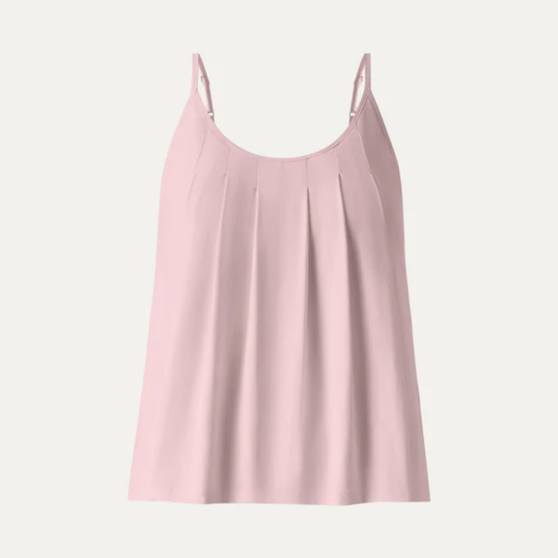 OGL U-Neck Pleated Spaghetti Bra Tank – Light Pink