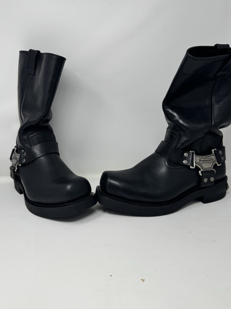 ジャケット、ブーツ Men's Harley Davidson 91345 Black Leather Square Toe BOOTS Size 10