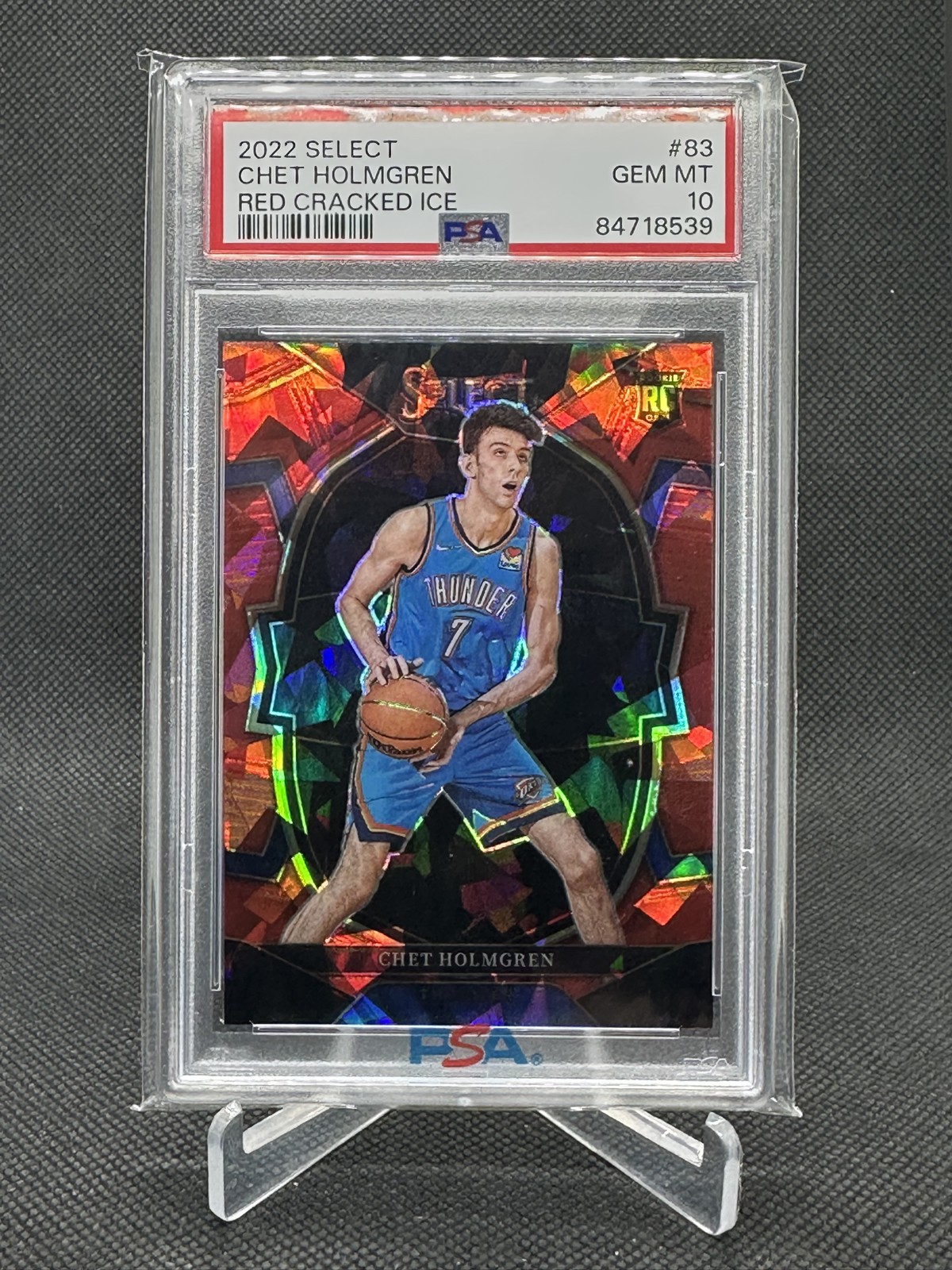 Chet Holmgren RC - 2022-23 Select Concourse Red Cracked Ice Prizm PSA 10