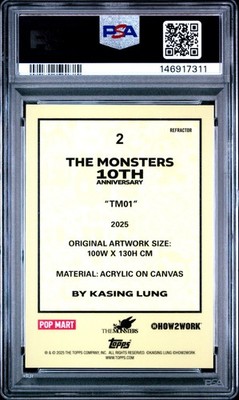 2025 TOPPS CHROME LABUBU 10TH ANNIVERSARY REFRACTOR #2 TM01 PSA 10
