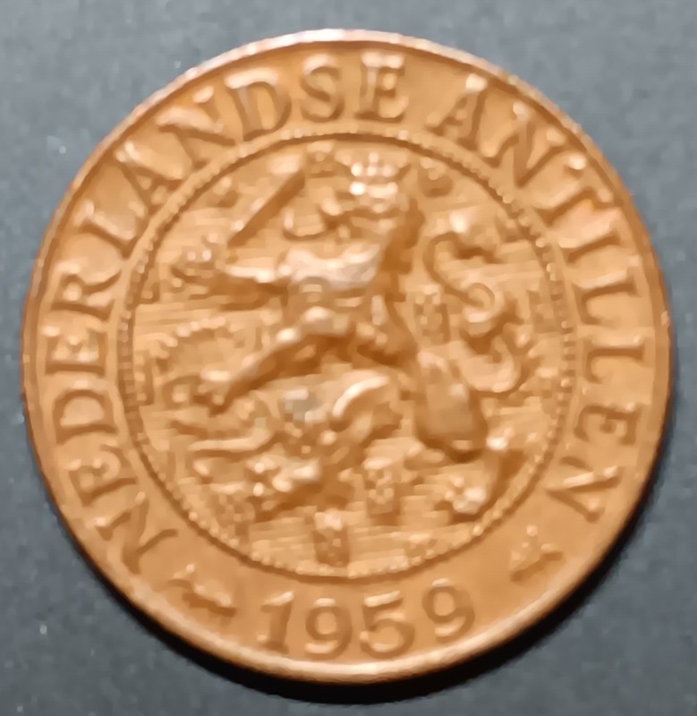 1959 Netherlands Antilles One Cent, Appears Uncirculated Beautiful Coin