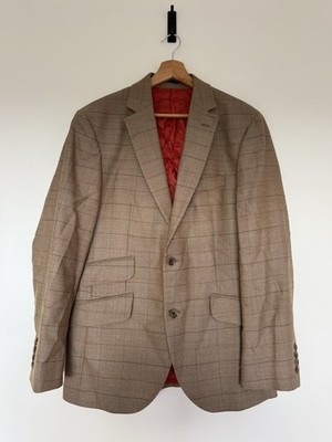 Dalvey 100% Wool Blazer Jacket 40R Brown Check Tweed Smart Tailored Mens