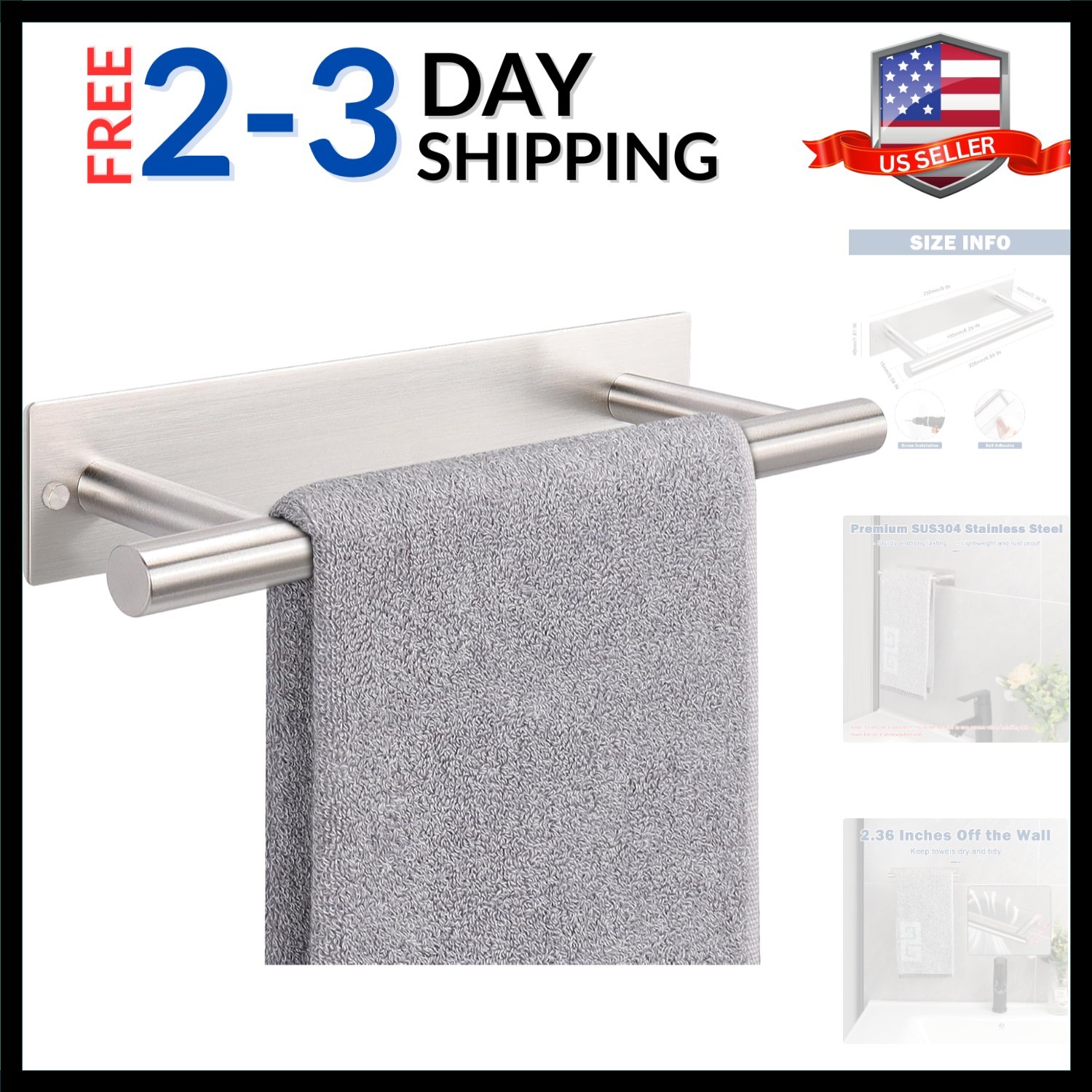 Holder/towel Ring, Stainless Steel Hand Towel Bar Ru...