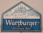 Vintage Imported Wurzburger Bavarian Beer Sign 9" X 7" Made in Germany Plastic