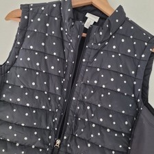 chicos weekend women's outdoor vest black white polka dot size 2 Large Zip up