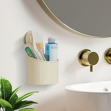 Suction Cup Toothbrush Holder with Drainage Holes No Drill Wall Mount Organizer