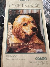 Vintage Wonderart Latch Hook Kit 12"X12" Puppy Love Labrador 4670
