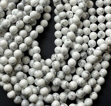 White Howlite Stone Beads White Turquoise 6mm 4 Strands 48 Beads Per Strand