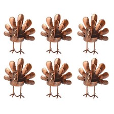 Set of 6 Metal Turkey Candle Holders for Autumn Home and Dining Decoration