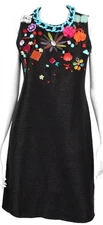 MOSCHINO CHEAP & CHIC Dress  Black Woven Mix Embellished Shift 42 AUS 12 US 8