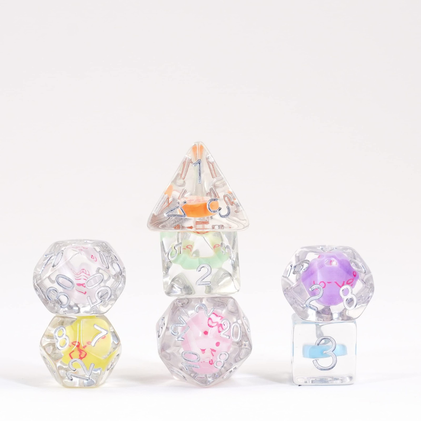 Metallic Dice Games 16mm Resin Poly DND Dice Set: Love Dice, Role Playing Game D