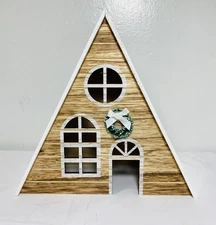 NEW A-Frame Cabin Wood Decorative House Christmas Wreath Horizon Group USA
