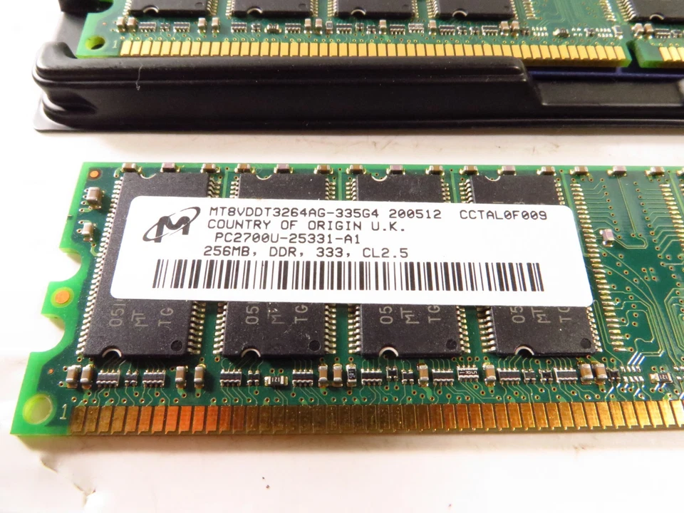 2 Pack 256MB PC2700 MT8VDDT3264AG-335G4 HP 305957-041 DDR-333 DDR1 Kit - Image 3 of 3