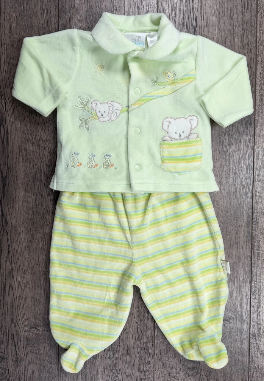 Baby Boy Clothes Nwot Koala Baby Vintage 0-3 Month 2pc Velour Koala Outfit