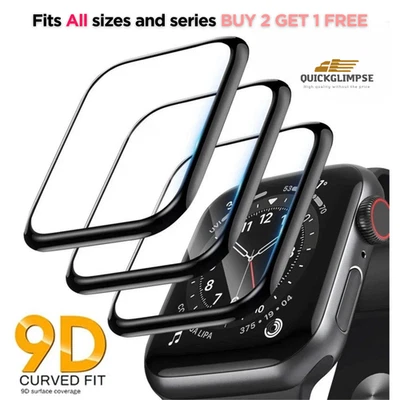 For Apple Watch Case Series 10 9 8 7 6 5 4 3 SE Tempered Screen Protector Cover