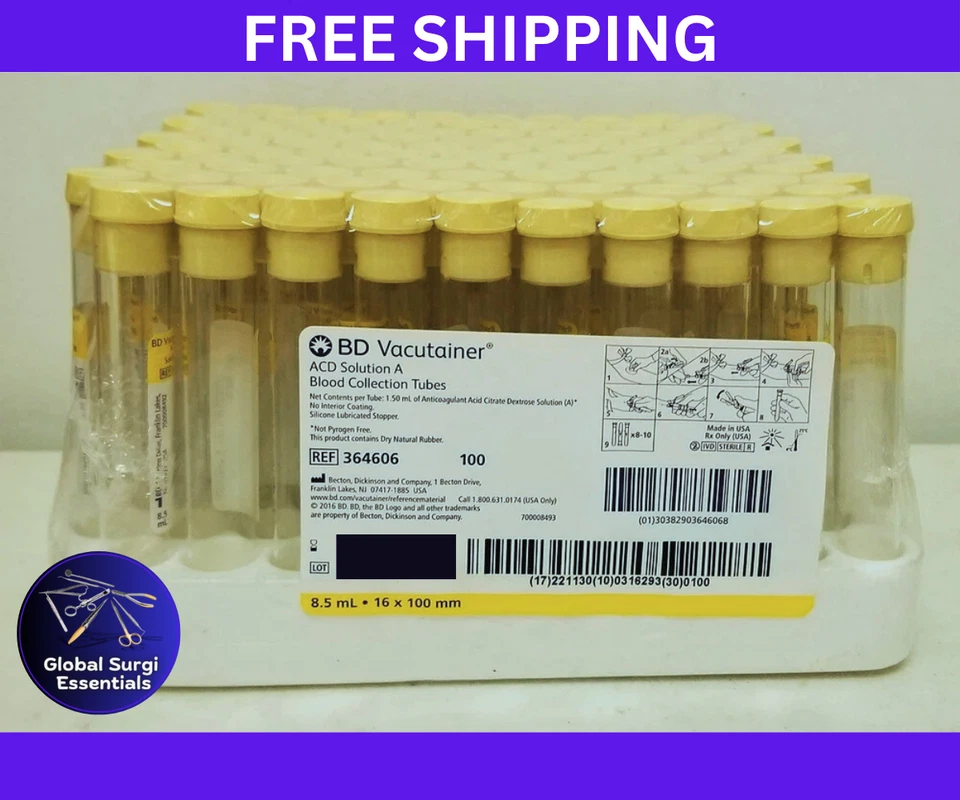 Tubos de ensayo ACD líquido plasma rico en plaquetas 8,5 ml - Paquete de 100 - Grado médico Foto 2 de 4