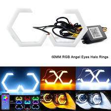 2PCS 12V/24V 60MM 70MM 80MM 90MM Hexagon LED Angel Eyes Headlight Halo Rings RGB