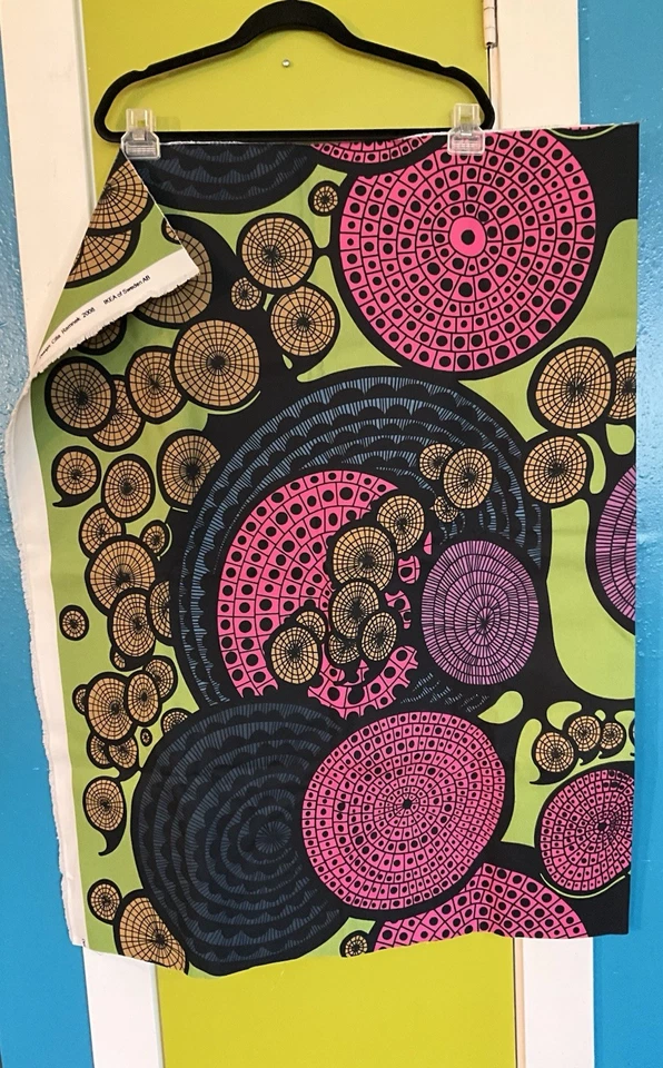 IKEA Cilla Ramnek 2008 tela de lona geométrica abstracta espiral psicodélica 1 yarda Foto 4 de 4