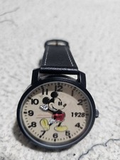 Disney Mickey Mouse 1928 Wristwatch Black Leather Band Classic Disney Franchise