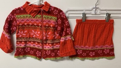 Vtg Irene Clayeux France Knit Pleated Red Tennis  Skirt Set Toddler 3