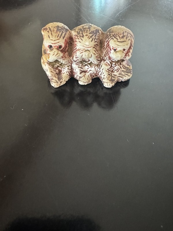 VINTAGE PORCELAIN HAND PAINTED SPEAK NO EVIL SEE NO EVIL HEAR NO EVIL 1940s