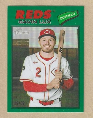 2026 Topps Heritage GAVIN LUX #352 GREEN Chrome Refractor #'d 56/99 Reds