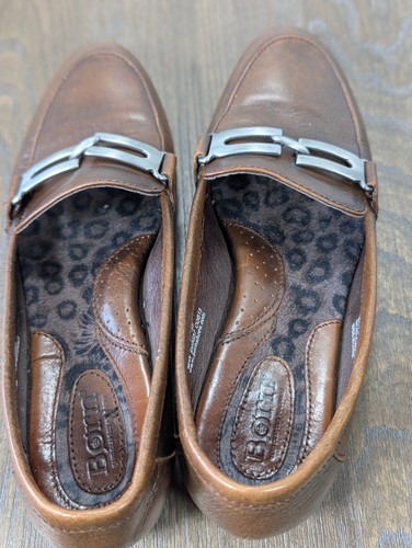 BORN Orin Leather Loafers Shoes Womens 7 Brown Buckle Slip On Comfort Logo - Picture 11 of 14