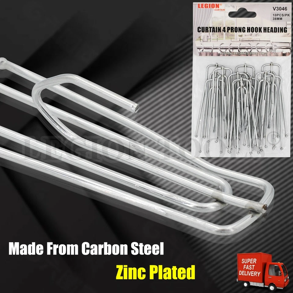 56mm Curtain Pleat Hooks 4 Prong Slip Gathering Heading Pinch Pleat Hook Set - image 3 of 4