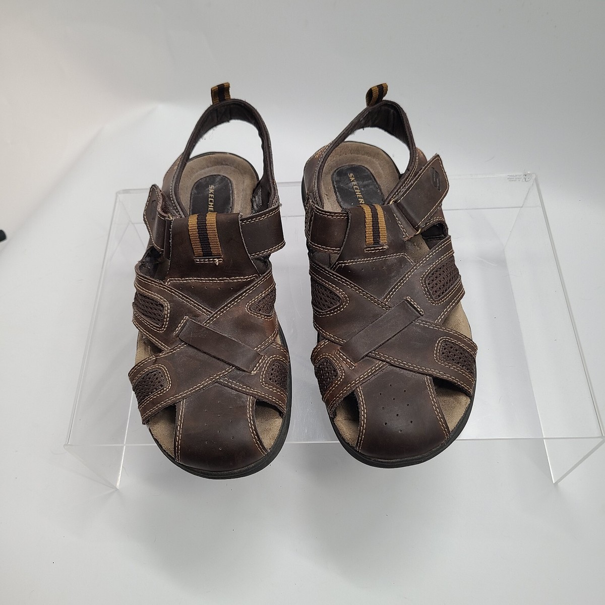 Skechers Brown Leather Fisherman Sandal Padded Insole 63067  display picture 1