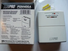 Lux PSM40SA Pro Heating & Cooling Lever Mechanical Thermostat White LUXPRO