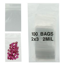2"x3" Plastic Bags Reclosable Pack of 100 Resealable Small Poly Baggies