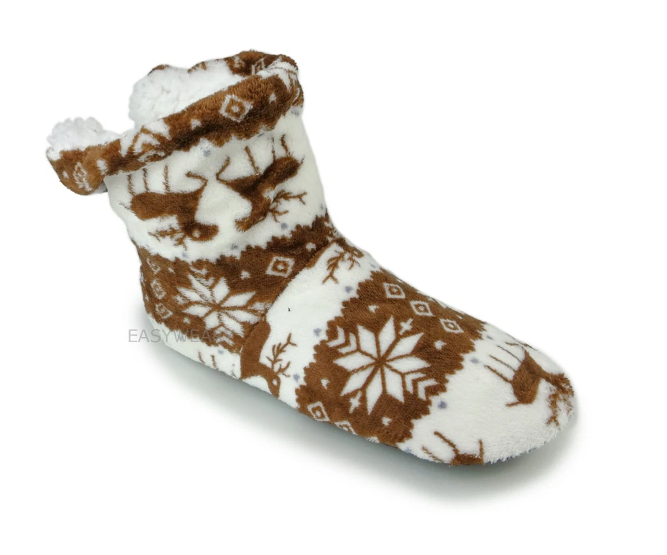 Mujer Vellón Difuso Forrado Interior Botines Zapatillas Casa Zapatos Invierno Antideslizantes Foto 2 de 4