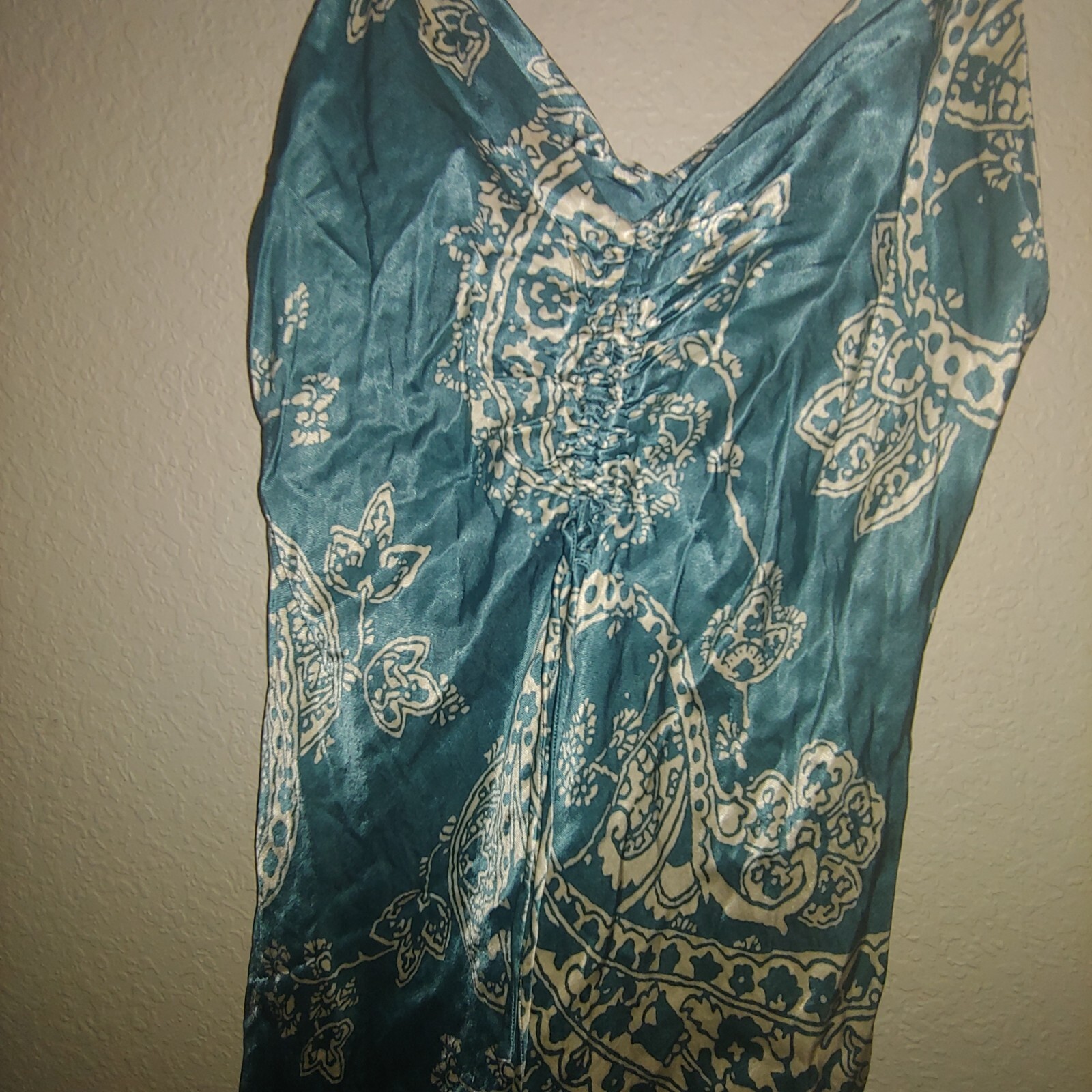 Zara Teal Paisley Print Satin Mini Dress Size Medium M Gem