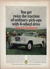 1966 Jeep Gladiator 4 Wheel Drive Pickup Truck Back Forty Fence Vintage PRINT AD
