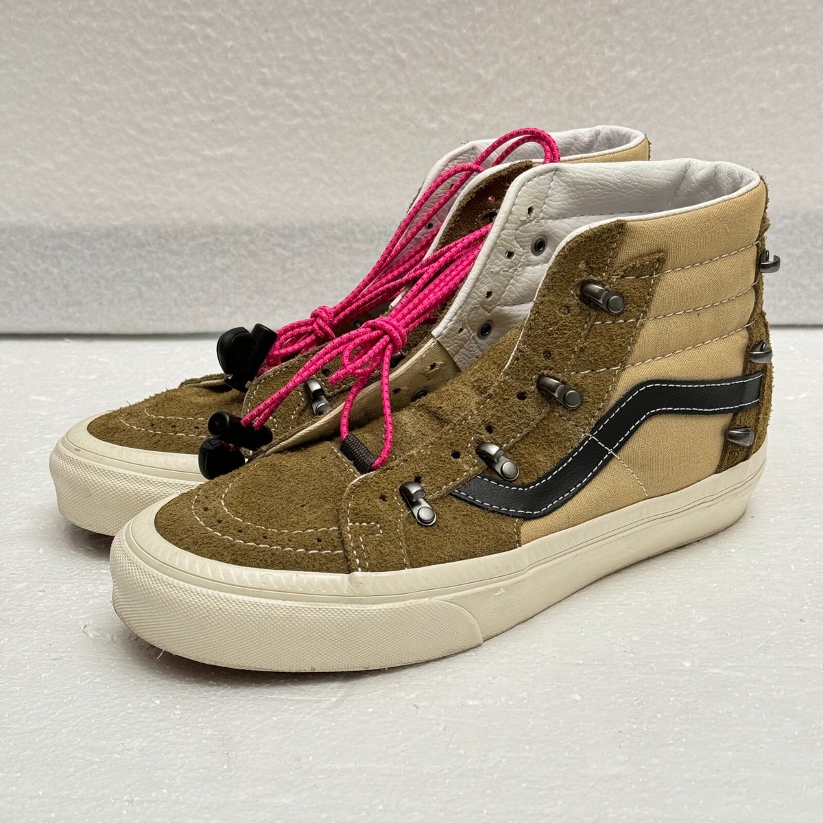 VANS Hairy Suede Sk8-Hi Echo Men's Women's Brown Pink Quick Lace NWOT