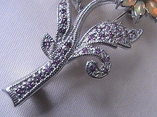 LOVELY Multi Gemstone Ruby Opal Exotic Flower Dai… - image 9