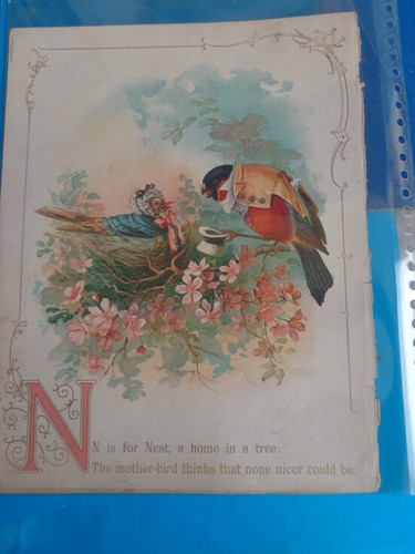 BEAUTIFUL LITHOGRAPH PRINT PAGES FROM ANTIQUE CHILDREN ABC BOOK- 1898 - Picture 10 of 12