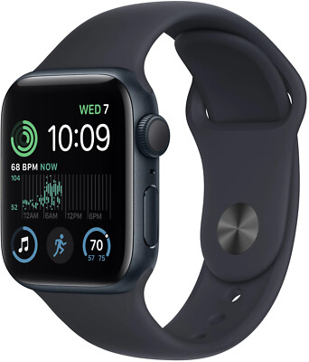 Apple Watch SE 2022 GPS Midnight Alu 40mm, Black Silicon Band A2726,NEU Sonstige