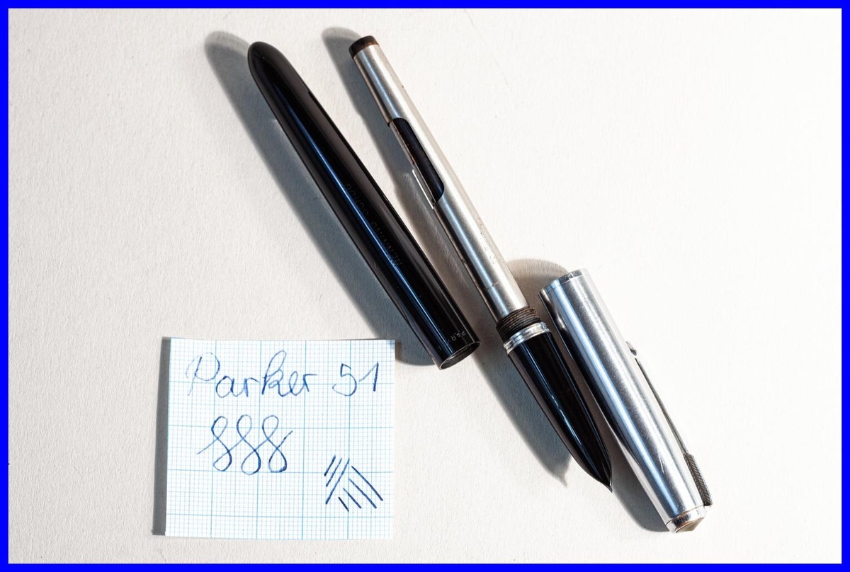筆記具 Parker 51 F PARKER 51 Patronen Füller in Schwarz & Edelstahl mit FEINER stahl