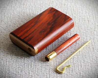 3'' Cocobolo Wood Dugout with One Hitter-Slider Lid-American Crafted Stash Box
