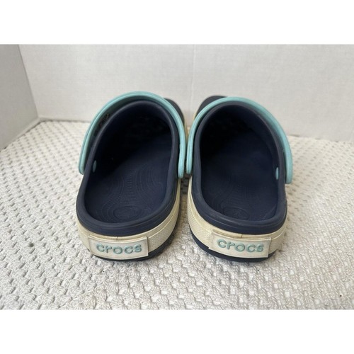 Crocs Crocband II Clogs Boys Sz J 3 Juniors Navy Blue White Kids Outdoor Comfort - Picture 3 of 5