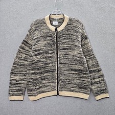 J Jill Women Sweater M Gray Heather Cardigan Knit Full Zip Long Sleeve