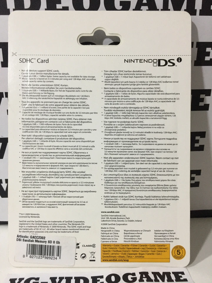 SDHC CARD 8 GB , MEMORIA NINTENDO DSI - Immagine 4 di 4