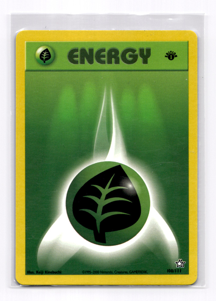 Pokemon Card Neo Genesis Grass Energy 108/111 1st Edition - Pokemon Near Mint